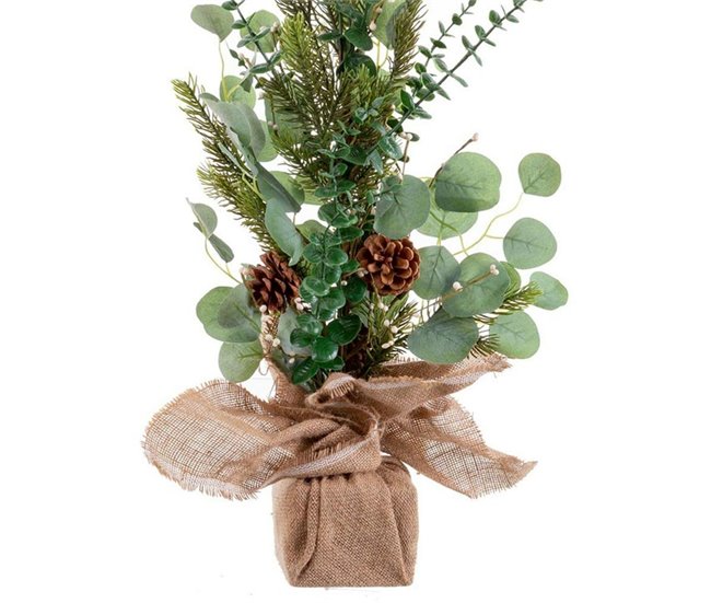 Conforama Adorno Navideño Verde Natural Plástico Fibra Piñas 63 5 Cm