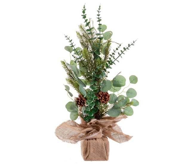 Conforama Adorno Navideño Verde Natural Plástico Fibra Piñas 63 5 cm