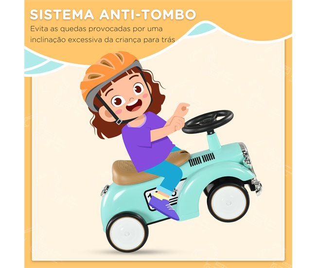 Conforama AIYAPLAY Correpasillos Para Bebés De 12 A 36 Meses Coche Sin Pedales Con Bocina Compartimento De Almacenaje Y Volante Para Interior Y Exterior 58x27x35 Cm Verde Mint