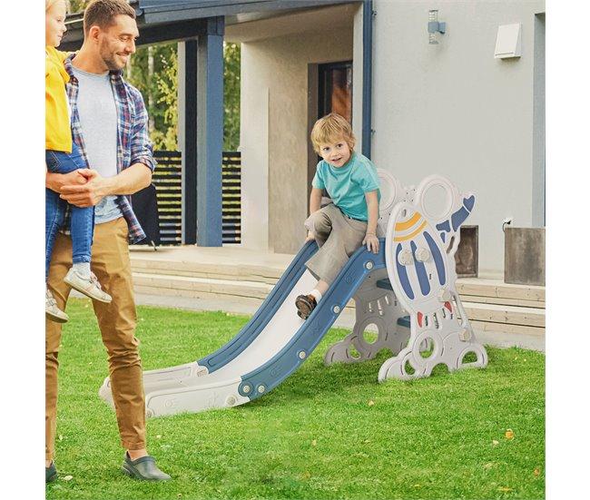 Conforama AIYAPLAY Tobogán Infantil De 18-36 Meses Tobogán Para Niños 157 Cm Con 3 Escaleras Antideslizantes Carga 30 Kg Para Interior Hogar Azul Y Gris