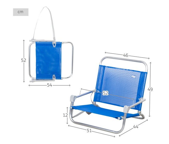 Conforama Aktive Silla De Playa Plegable Pequeña Azul C/asa De Hombro