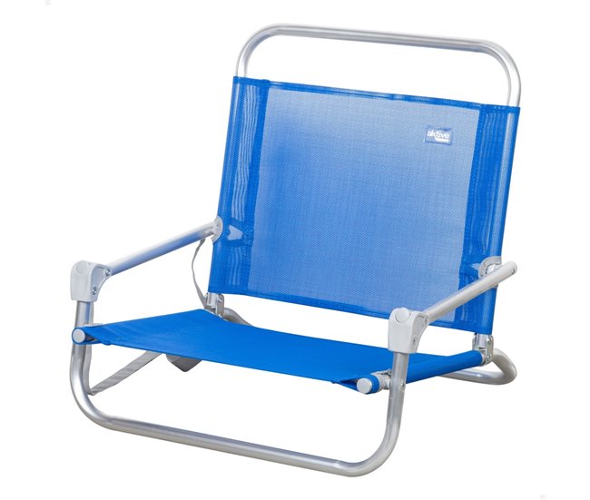Conforama Aktive Silla de playa plegable pequeña azul c/asa de hombro