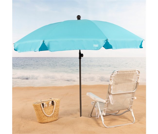 Conforama Aktive Sombrilla Playa Grande 200 Cm Inclinable Azul UV30 C/funda