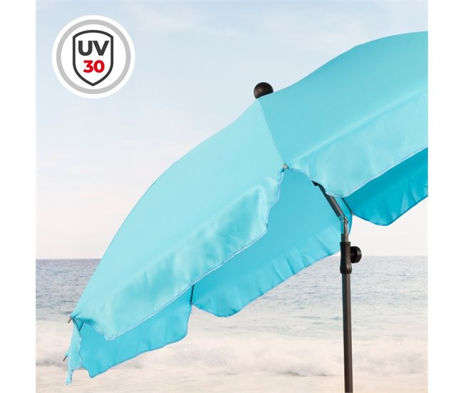 Conforama Aktive Sombrilla Playa Grande 200 Cm Inclinable Azul UV30 C/funda