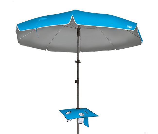 Conforama Aktive Sombrilla playa grande inclinable 210 cm UV50 azul c/mesa