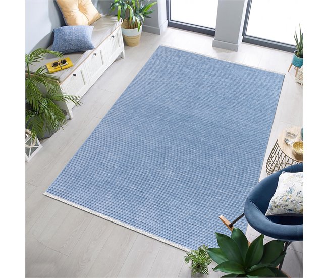 Conforama Alfombra Algodón RIVA 160x230cm Color Azul