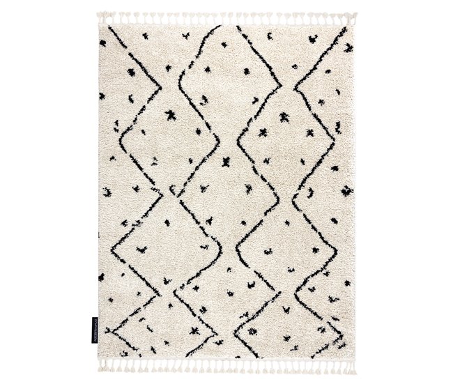 Conforama Alfombra BERBER TETUAN B751 Zigzag Franjas Bereber Marroquí Shaggy 140x190 Cm