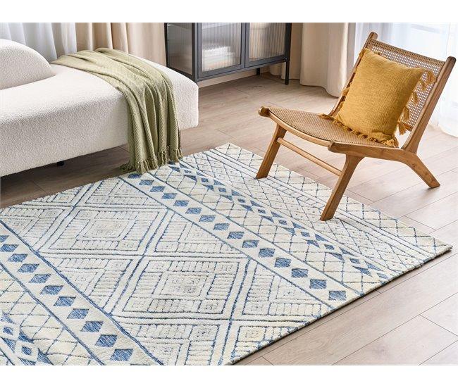 Conforama Alfombra Blanca Y Azul 160 X 230 Cm MARGAND