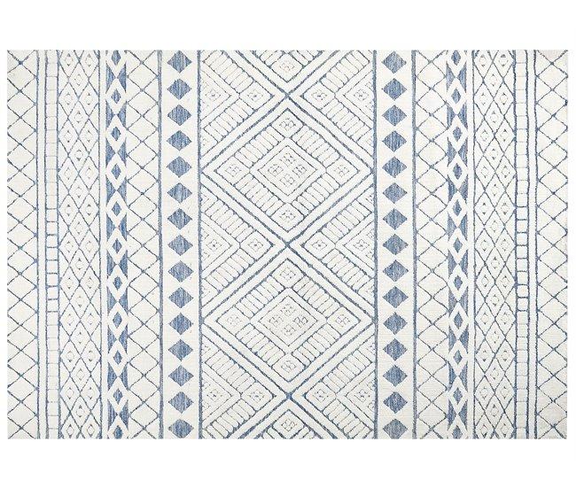 Conforama Alfombra blanca y azul 160 x 230 cm MARGAND