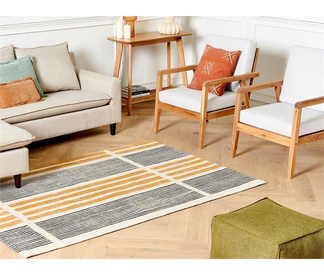 Conforama Alfombra De Algodón Amarillo/negro/beige 140 X 200 Cm KATRA