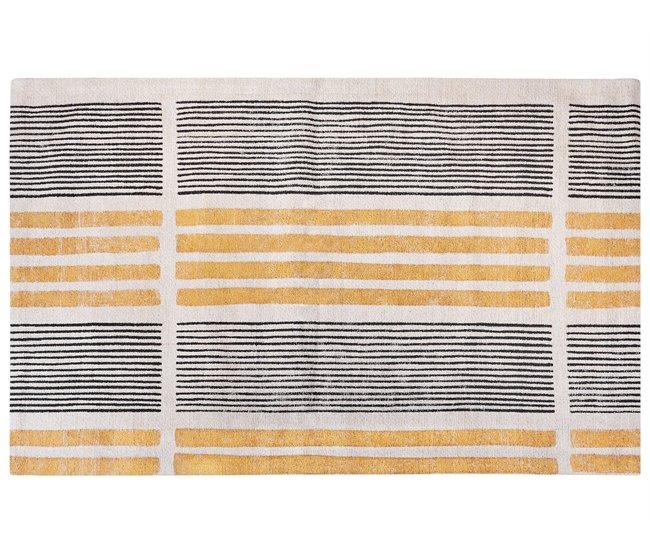 Conforama Alfombra De Algodón Amarillo/negro/beige 140 X 200 Cm KATRA