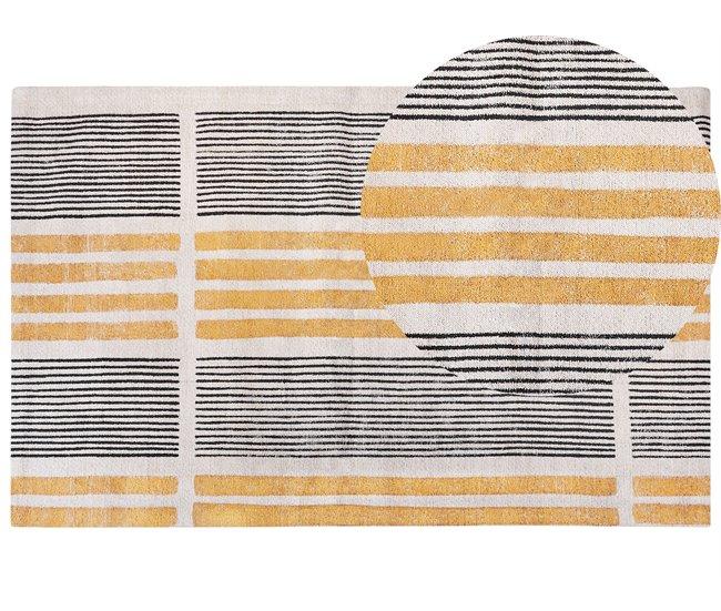 Conforama Alfombra de algodón amarillo/negro/beige 140 x 200 cm KATRA
