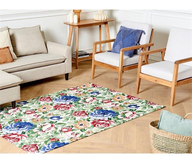 Conforama Alfombra De Algodón Verde/rojo/azul 140 X 200 Cm FARWAN