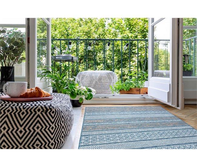 Conforama Alfombra De Cuerda Sisal LOFT 21118 Boho Marfil/plateado/azul 140x200 Cm