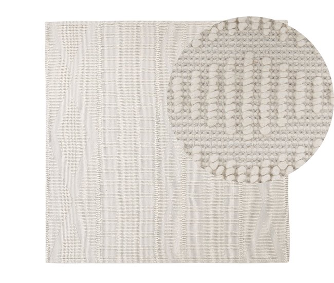 Conforama Alfombra de lana beige claro 200 x 200 cm LAPSEKI