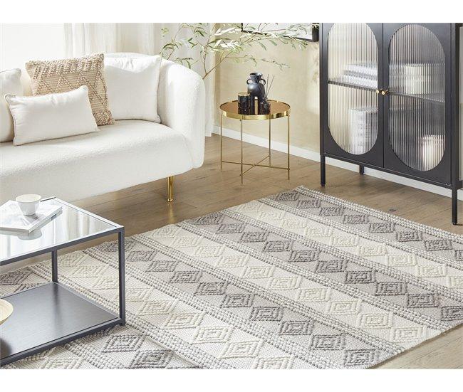 Conforama Alfombra De Lana Beige Claro/gris 140 X 200 Cm BOZOVA