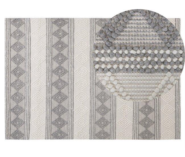 Conforama Alfombra de lana beige claro/gris 140 x 200 cm BOZOVA
