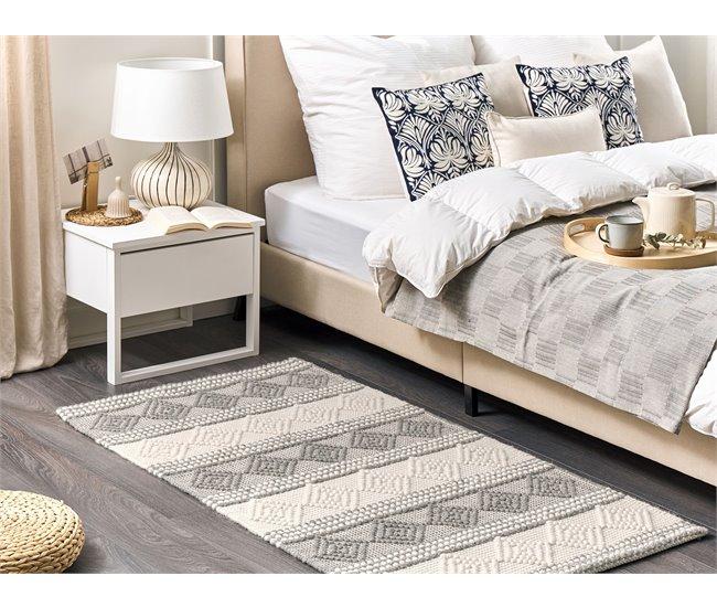 Conforama Alfombra De Lana Beige Claro/gris 80 X 150 Cm BOZOVA