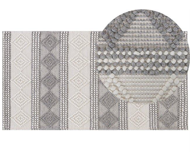 Conforama Alfombra de lana beige claro/gris 80 x 150 cm BOZOVA