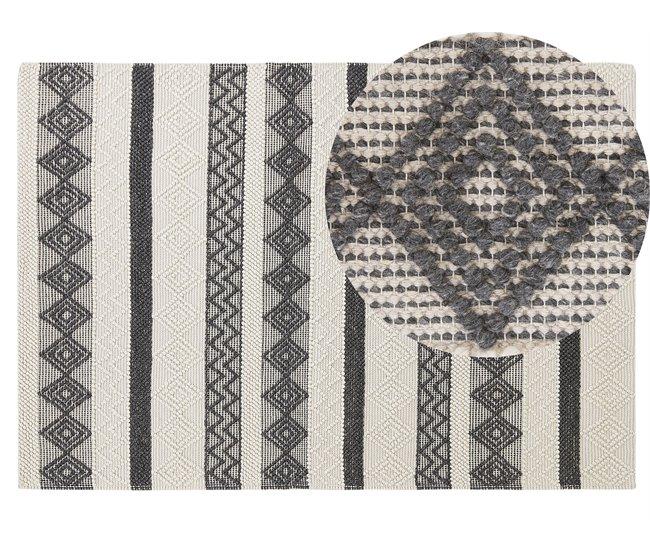 Conforama Alfombra de lana beige/gris 140 x 200 cm DAVUTLAR