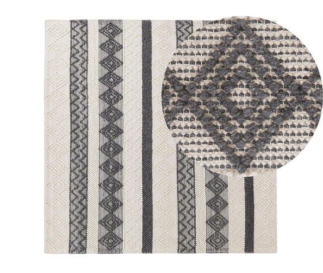 Conforama Alfombra de lana beige/gris 200 x 200 cm DAVUTLAR