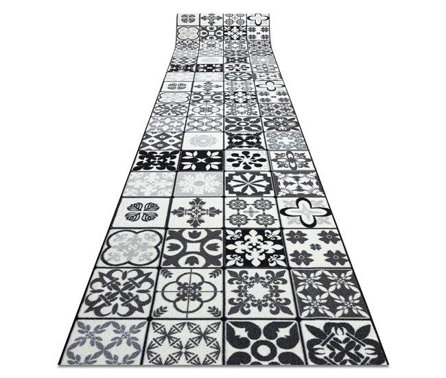 Conforama Alfombra de pasillo con refuerzo de goma AZULEJO LABOR DE RETAZOS AZULEJOS DE LISBOA / 100x1350 cm