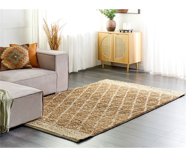 Conforama Alfombra De Yute 160 X 230 Cm Beige ZORAVA