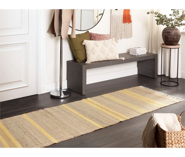 Conforama Alfombra De Yute Beige Claro/natural/amarillo 80 X 300 Cm TALPUR