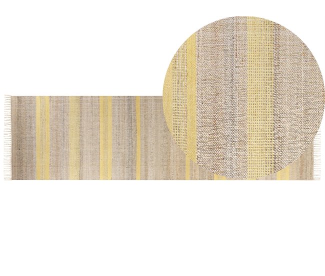 Conforama Alfombra de yute beige claro/natural/amarillo 80 x 300 cm TALPUR