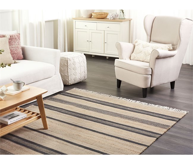Conforama Alfombra De Yute Beige Claro/natural/gris Grafito 160 X 230 Cm TALPUR