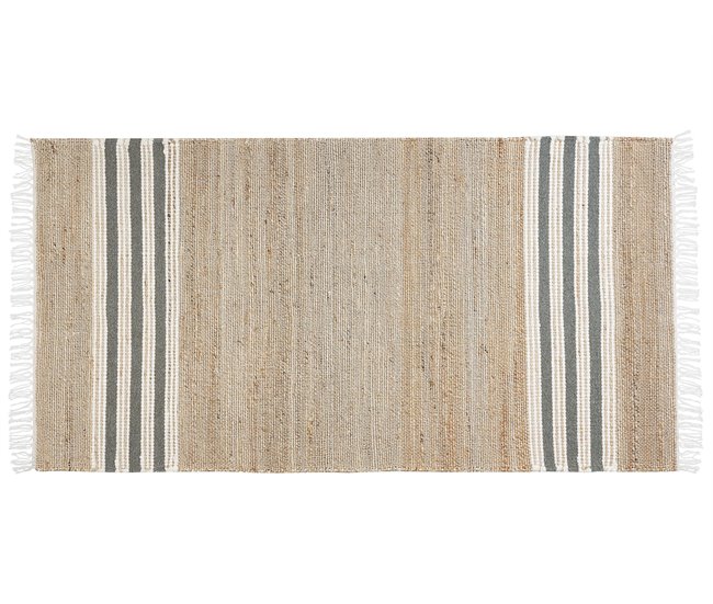 Conforama Alfombra De Yute Beige Claro/natural/gris Oscuro/blanco 80 X 150 Cm MIRZA