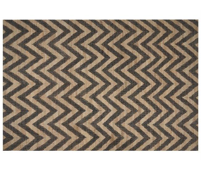 Conforama Alfombra de yute beige y negra 200 x 300 cm DEDEPINARI