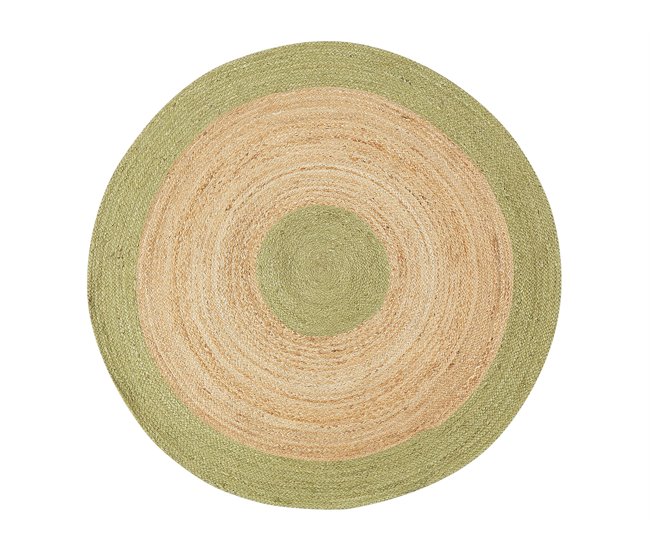 Conforama Alfombra de yute beige y verde 140 cm ø YAYALAR