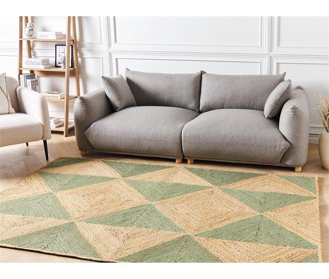 Conforama Alfombra De Yute Beige Y Verde 160 X 230 Cm CALIS