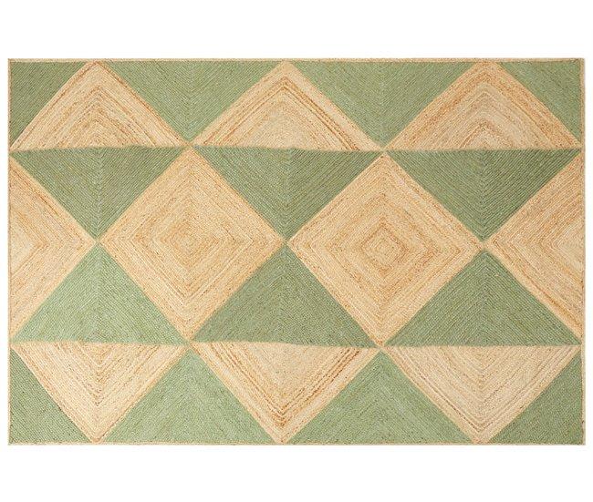Conforama Alfombra de yute beige y verde 200 x 300 cm CALIS