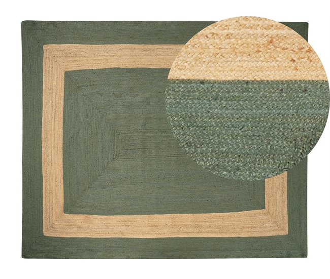 Conforama Alfombra de yute verde 300 x 400 cm KARAKUYU