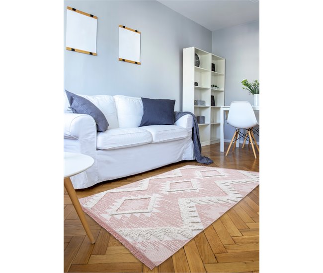 Conforama Alfombra ECO Sisal BOHO MOROC Diamantes 22312 Franjas - Dos Niveles De Vellón / Crema Alfombra Reciclada 155x220 Cm