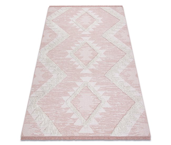 Conforama Alfombra ECO sisal BOHO MOROC Diamantes 22312 franjas - dos niveles de vellón / crema alfombra reciclada 155x220 cm