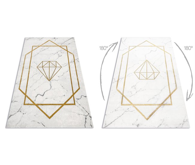 Conforama Alfombra EMERALD Exclusivo 1019 Glamour Elegante Diamante Mármol / 240x330 Cm