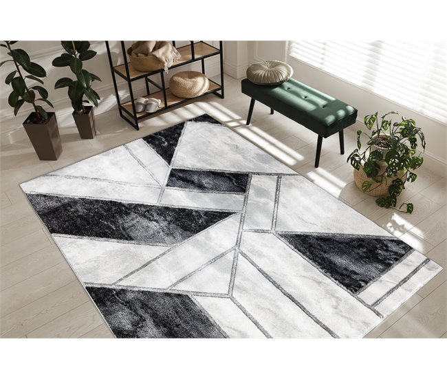 Conforama Alfombra EMERALD Exclusivo 81953 Glamour Elegante Mármol Geométrico / 80x150 Cm
