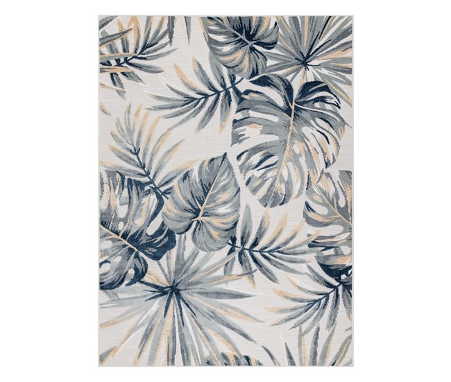 Conforama Alfombra Estructural BOTANIC 65265 Hojas De Monstera Tejido Plano En El Balcón Terraza - Crudo 78x150 Cm