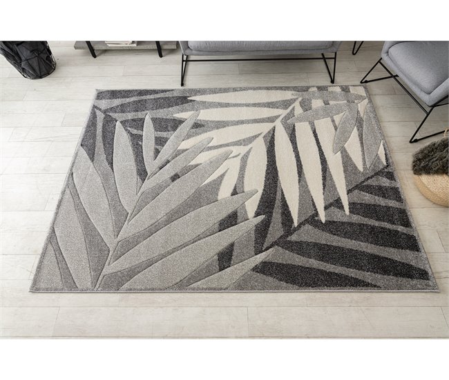 Conforama Alfombra FEEL 1827/16811 Hojas Gris/crema 140x190 Cm