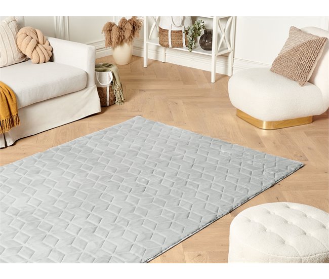Conforama Alfombra Gris Claro/verde Menta 160 X 230 Cm THATTA
