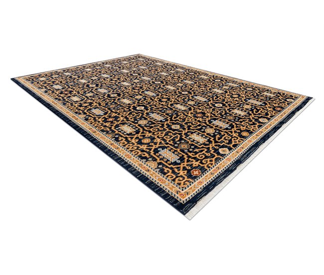 Conforama Alfombra KESHAN Franjas Oriental Clásico 7680/53511 / Oscuro 120x145 Cm