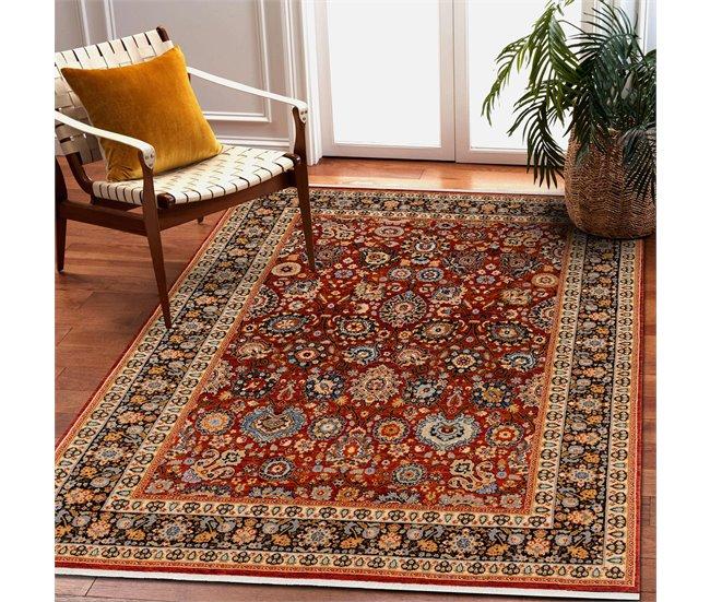 Conforama Alfombra KESHAN Franjas Ornamento Marco Oriental 7573/53577 / Oscuro 200x290 Cm
