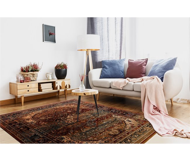 Conforama Alfombra KESHAN Franjas Ornamento Oriental 7518/53528 / Oscuro 160x230 Cm