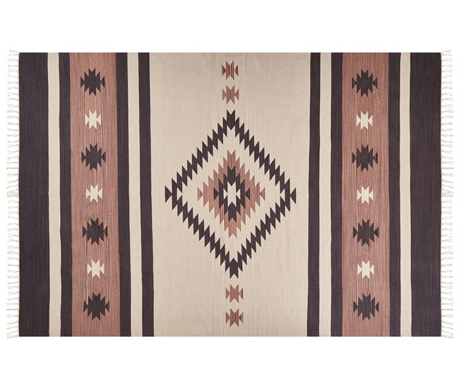 Conforama Alfombra Kilim De Algodón Beige/marrón 200 X 300 Cm ARAGATS