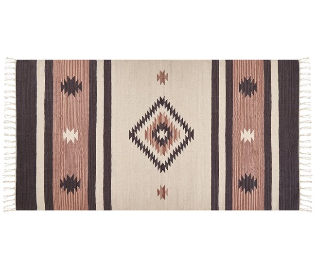 Conforama Alfombra Kilim De Algodón Beige/marrón 80 X 150 Cm ARAGATS