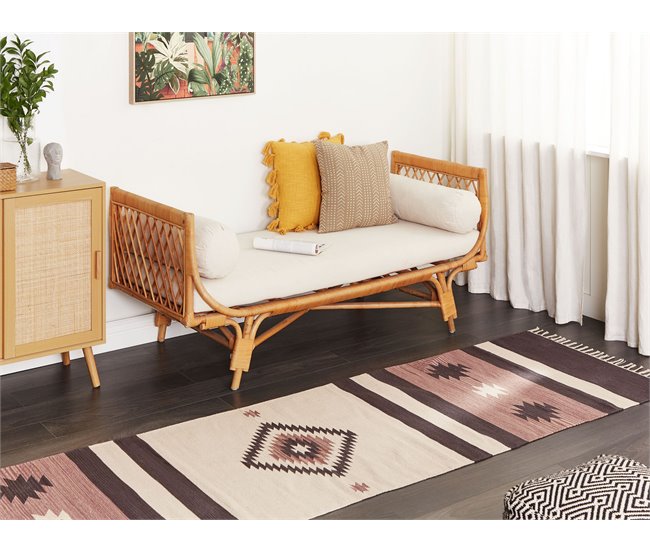 Conforama Alfombra Kilim De Algodón Beige/marrón 80 X 300 Cm ARAGATS
