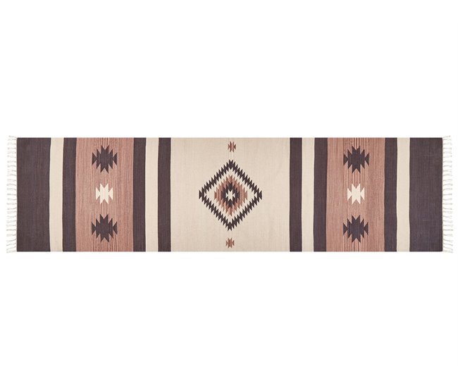 Conforama Alfombra Kilim De Algodón Beige/marrón 80 X 300 Cm ARAGATS